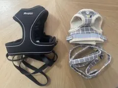 犬猫用　XSサイズ　ハーネス　2点セット ブラック　チェックベージュ