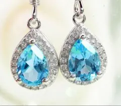 天然 トパーズ ダイヤモンド ピアス 取り巻き 雫 揺れる 数量限定！