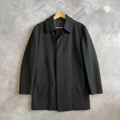 【極美品】カシミヤ混 ステンカラーコート バルマカーンコート 黒 L ビジネス