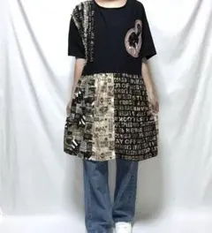 美品　TOKUKO 1er VOL トクコ　シフォン　総柄プリント　シャツ TOKUKO 1er VOL トクコ 人物柄 プリント シャツ 9 黒 日本製 - メルカリ