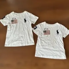 USA国旗 ポロシャツ Tシャツ 2枚セット　4T 3T 兄弟コーデ