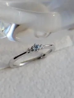 さあ様★Canal 4℃ K10 WG リング 指輪 アクアマリン ダイヤモンド