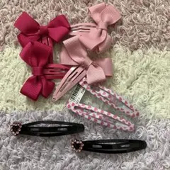 リボンとハートモチーフのヘアピンセット