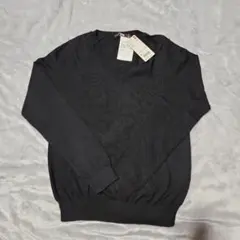 ユニクロ　UNIQLO コットンカシミア　 ブラック Vネックセーター M