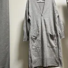 GLOBAL WORK グレー Vネックロングカーディガン M