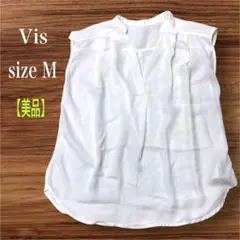 Vis 【美品】シャツ　ブラウス　白　フレンチスリーブ M