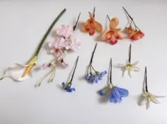 高級造花　ヘッドパーツ　アーティフィシャルフラワー　髪飾り　オレンジブルー