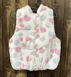 キッズベスト サイズ120 ホワイト系(ハート柄)