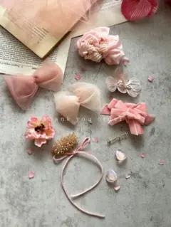 riko様髪飾りorder 儚いピンクの髪飾り♡