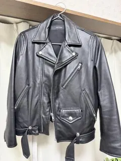 ブラック レザー ライダースジャケット Sサイズ