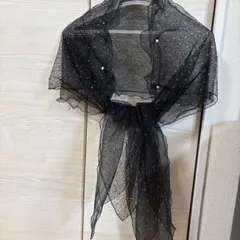 ストール　結婚式　二次会　ブライダル　黒　パール　透け感