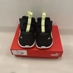 Puma キッズシューズ ブラック/ライム ベルクロ　14cm