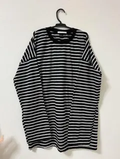 2月末販売終了 ストライプ長袖Tシャツ ブラック/ホワイト