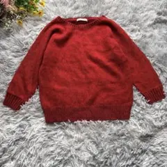 ビームスハート　ニット　セーター　【F】　レッド　クルーネック　メランジ　長袖