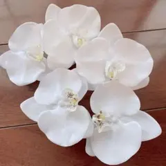 純白　胡蝶蘭髪飾り5輪　ヘア飾り　ヘッドドレス和装前撮り　ウェディング　結婚式