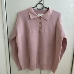 ピンク ポロシャツ ニット　長袖