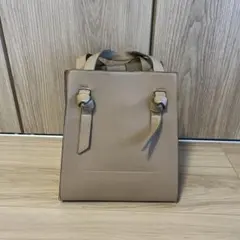 ベージュ レザー風 ミニハンドバッグ