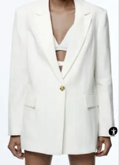 【春夏】送料込み／ZARA ホワイト リネンブレザー　ジャケット