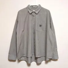 田中里奈　ストライプシャツ ブラウス　L　ブラウン