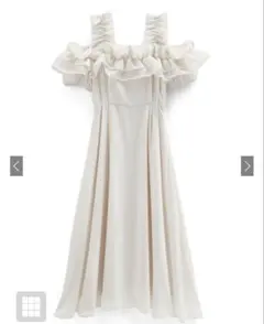 フリルオフショルダーフレアロングワンピース[ru1164] Mサイズ