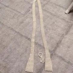 パール風ビーズ ロングベルト ホワイト