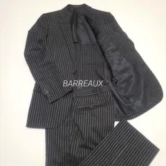【美品】バロー スーツ ブラック ストライプ ウール混 M相当 古着