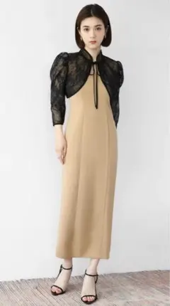 スパンコールボレロIラインキャミワンピースレイヤードパーティードレス