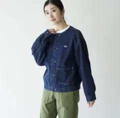 ダントン DANTON コットンツイル デニム ノーカラー ブルゾン　サイズ36