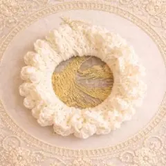 ハンドメイド フリルシュシュ かぎ針編み ホワイト