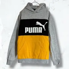 2702＊プーマ＊キッズパーカー グレー 黄色 150 長袖 裏起毛 秋冬