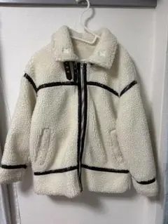 【トレンド】ボア ブルゾン フライトジャケット B-3風 パイピング ホワイト