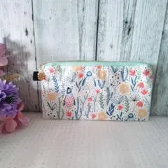 北欧花柄ポーチ　ペンケース　小物入れ　コスメポーチ　メイクポーチ　鳥　花