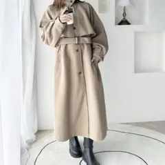 classicalelf ボリュームスリーブニットモッサロングチェスターコート