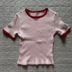 VANNIEU 半袖Tシャツ 赤白ストライプのサムネイル