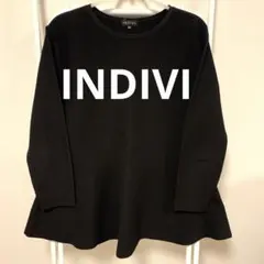 INDIVI ぺプラム フレア ニット ブラック 38