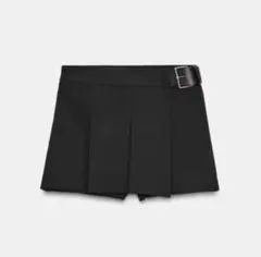ZARA プリーツベルト付きキュロット　ブラックのサムネイル