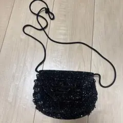 フリンジ ブラックショルダーバッグ