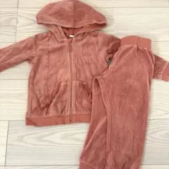 H&M ベロアセットアップ　パジャマ　ベビージャージ　ポケット付きパーカー　98