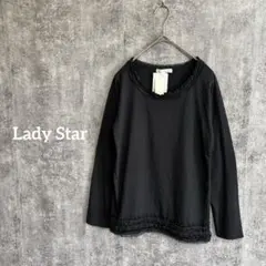 Lady Star✨新品✨フリルカットソー 長袖 ブラック 黒 L