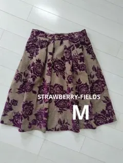 フレアスカート STRAWBERRY-FIELDS 紫色　花柄 М 【美品】のサムネイル