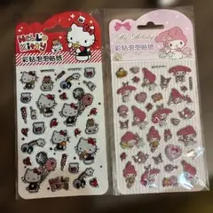 ハローキティ・マイメロディキラキララメ3Dシールセット