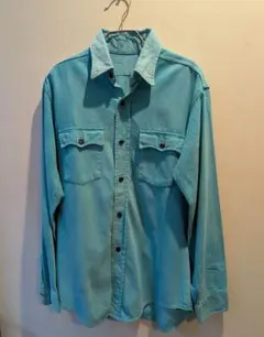 unknown VINTAGE フェード ワークシャツ　ターコイズブルー