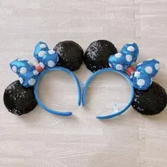 ディズニー ミニーちゃん水色ドットカチューシャ 2個セット