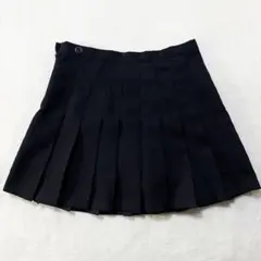 Y2K スカパン プリーツ ミニ スカート キュロット 無地 ブラック L