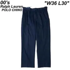 古着 00's ラルフローレン ポロチノ 2タック チノパン ネイビー