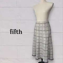 fifth フィフス/裾フリンジチェック柄ニットスカート