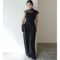 ラグナムーン パンツドレス オールインワン M 異素材ドッキング オケージョン