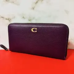 0049 COACH シグネチャー 金ロゴ Cマーク ラウンドファスナー 長財布