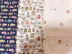 【ハギレ】カメレオン柄・カフェ柄・くま柄　生地セット　ハンドメイド　送料込