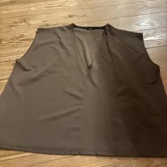 ブラウン Vネック ノースリーブ チュニック
